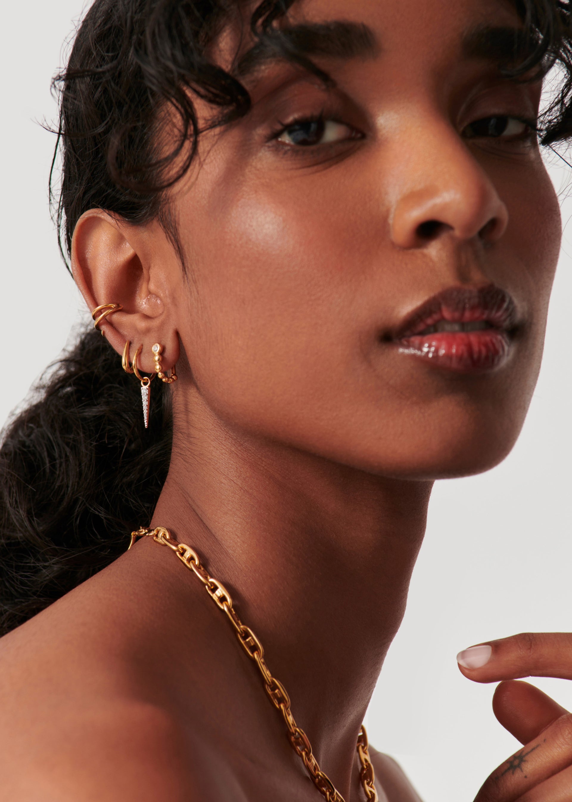 Articulated 18kt gold vermeil hoop earrings