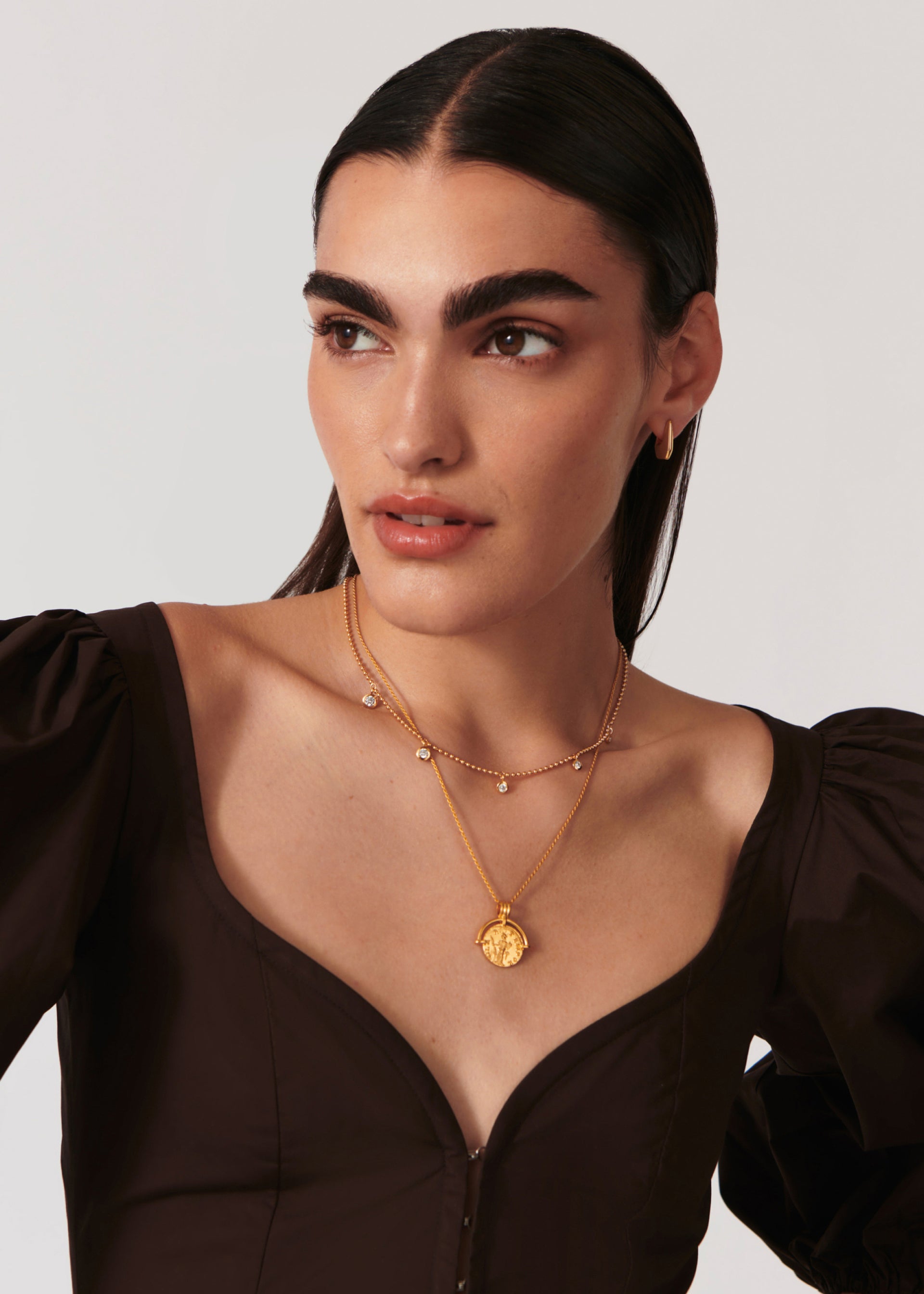 Stone 18kt gold vermeil necklace