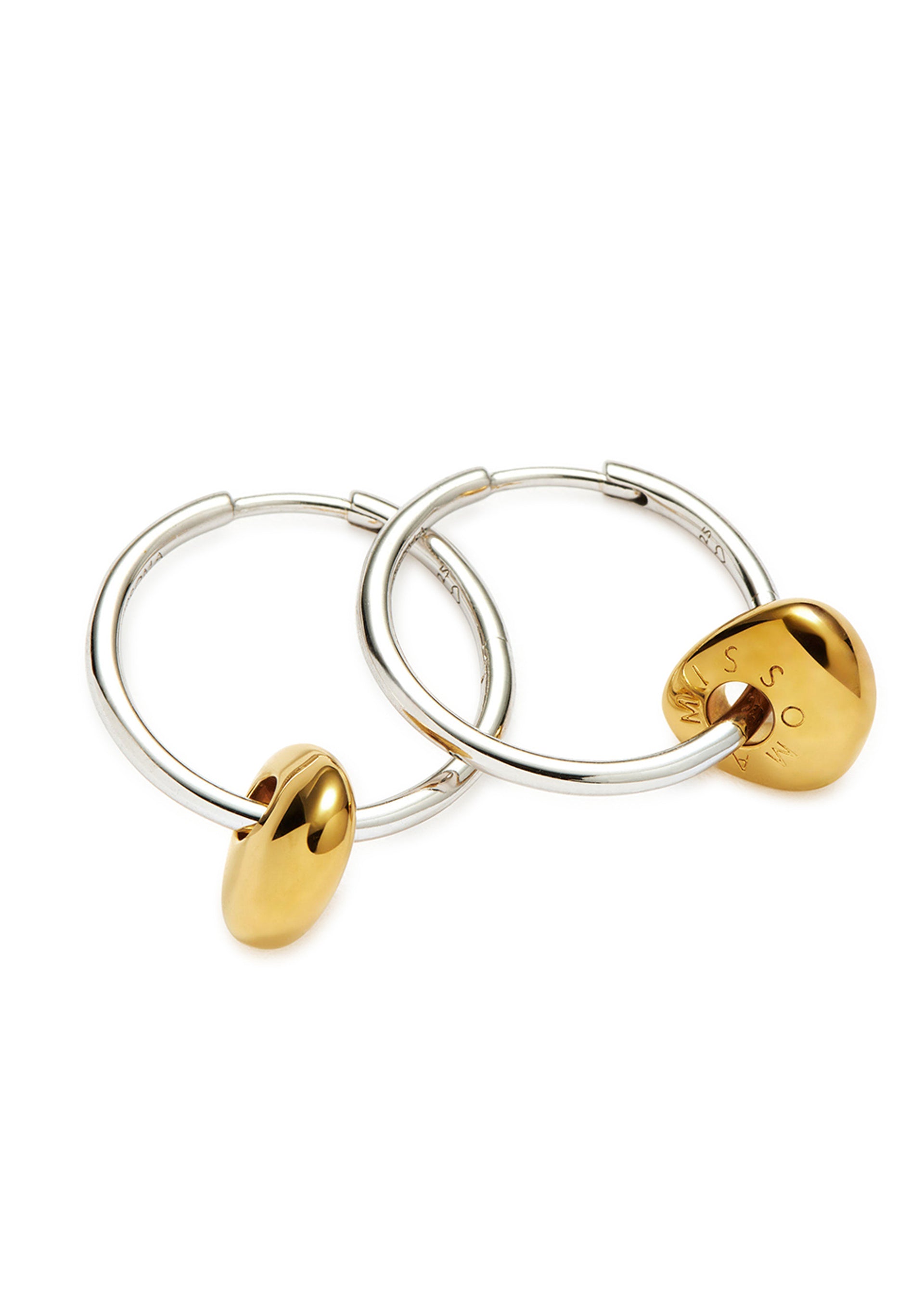 Abacus Nugget small rhodium-plated hoop earrings