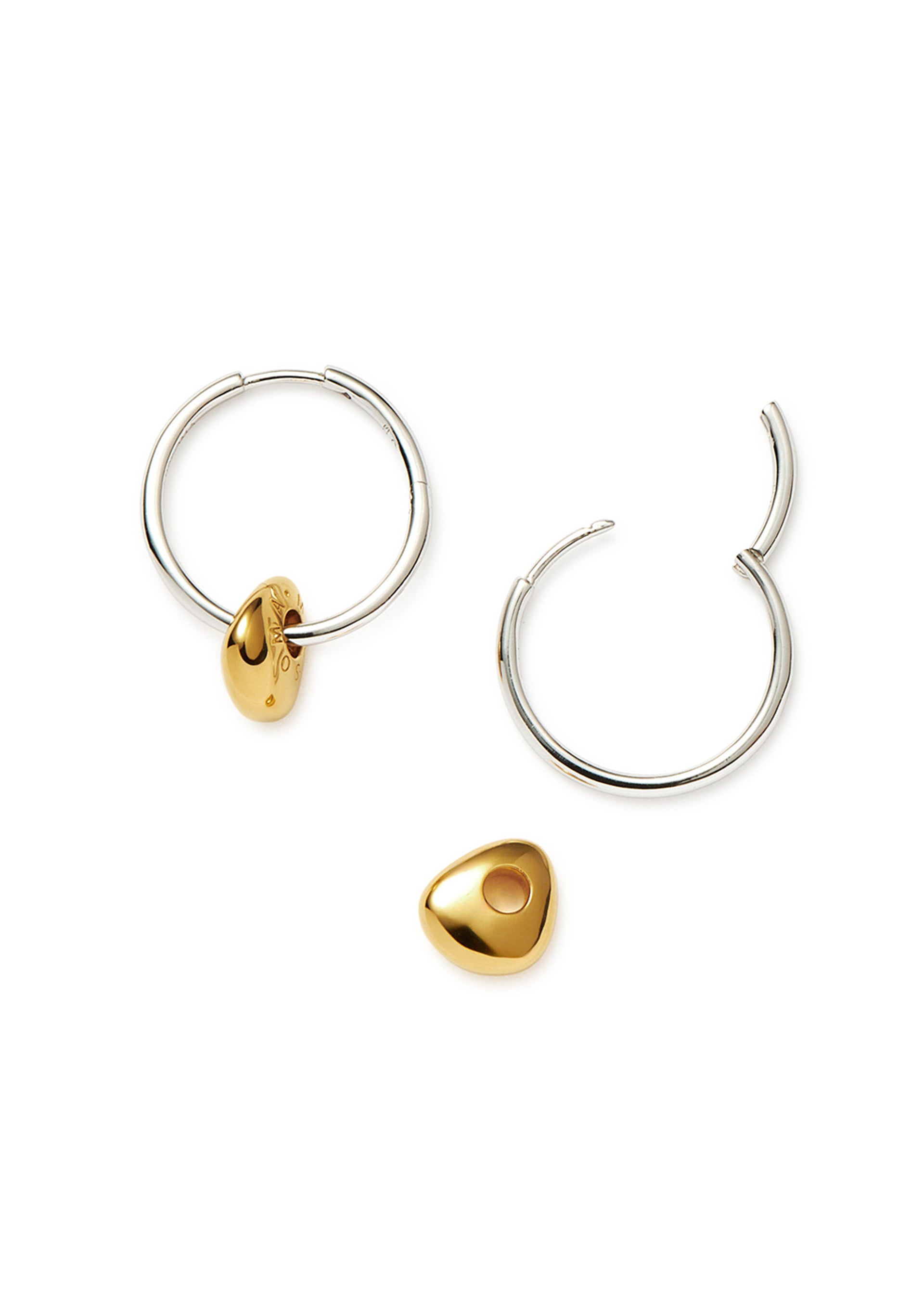 Abacus Nugget small rhodium-plated hoop earrings