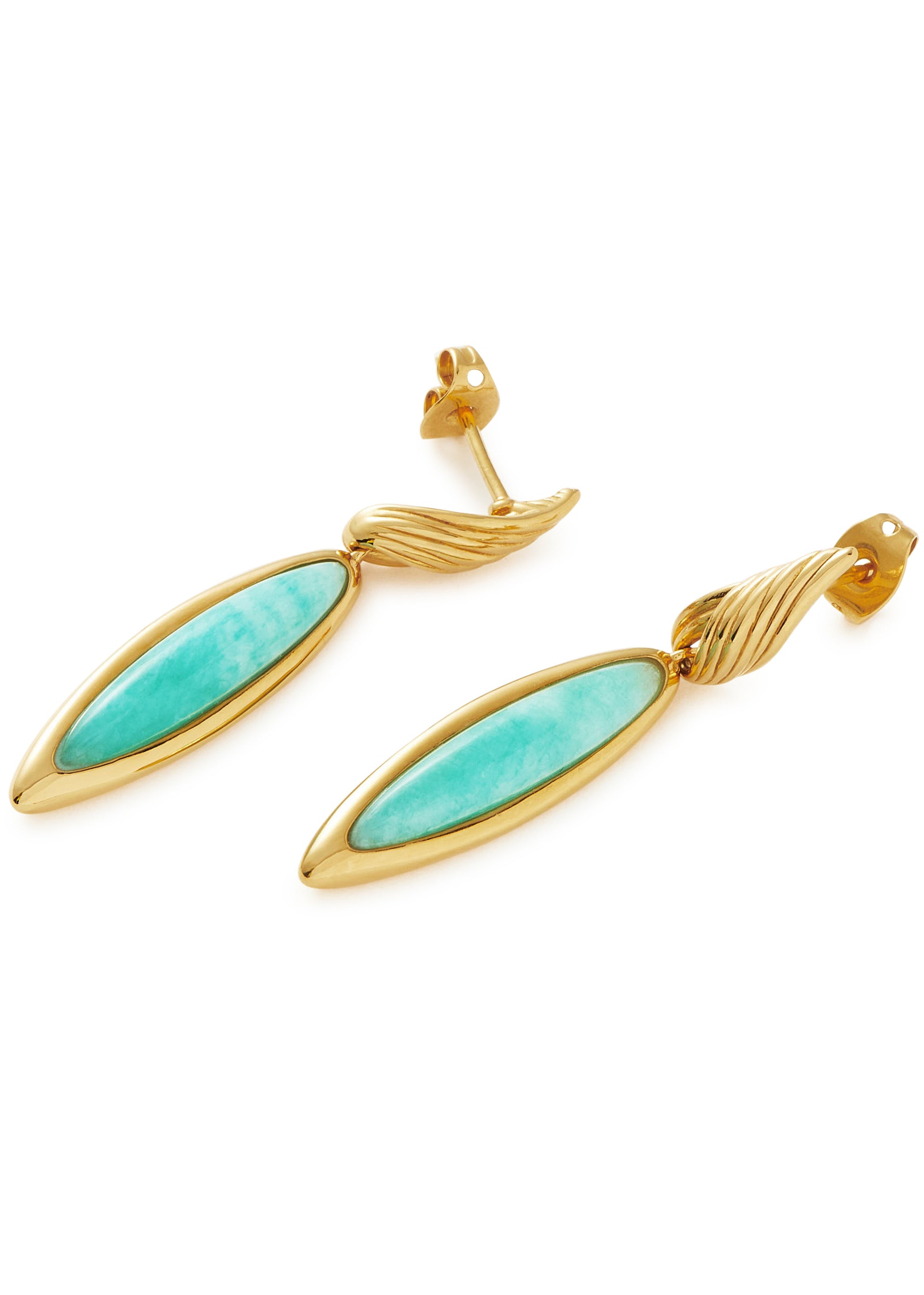 Wavy Ridge 18kt gold-plated drop earrings