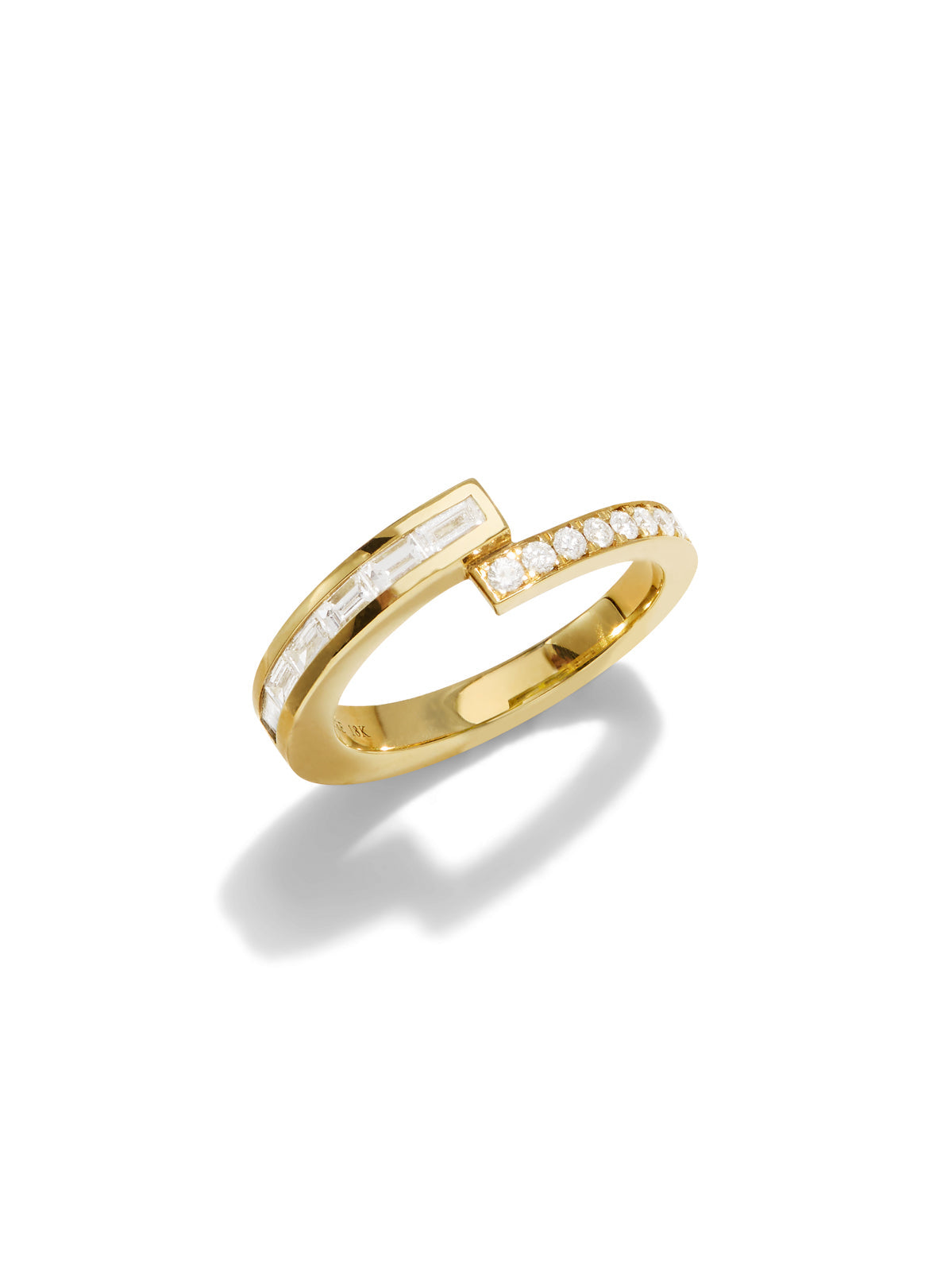 Pavé and Baguette Diamond Band Yellow Gold Ring