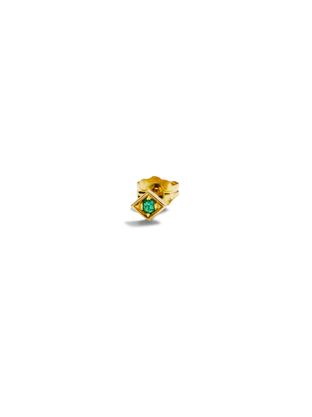 Lone Burst Emerald Yellow Gold Single Stud