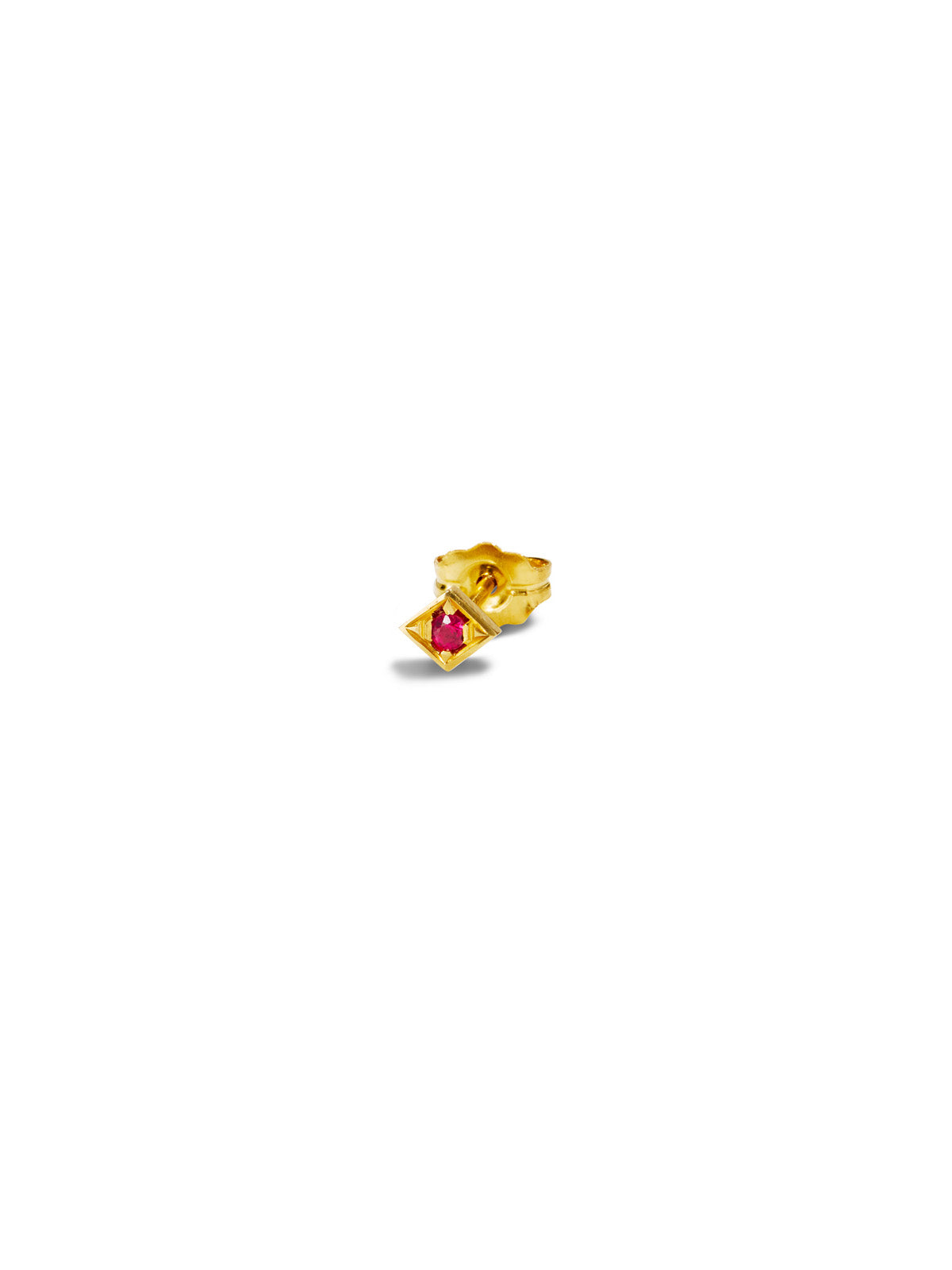 Lone Burst Ruby Yellow Gold Single Stud