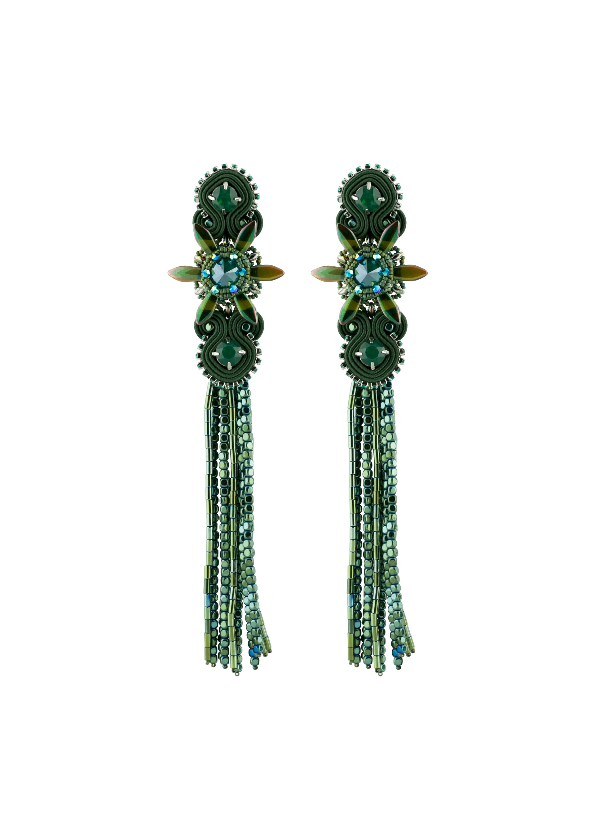 metallic-green-tassel-earrings-with-spiked-star-flowers