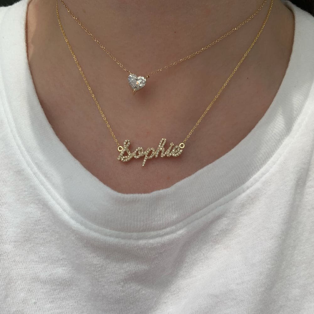 Gold Diamond Name Necklace