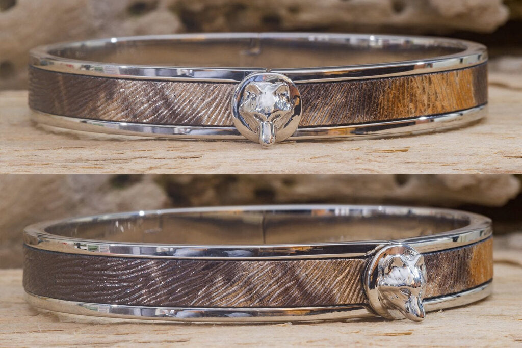 silver-brown-leather-wolf-bangle