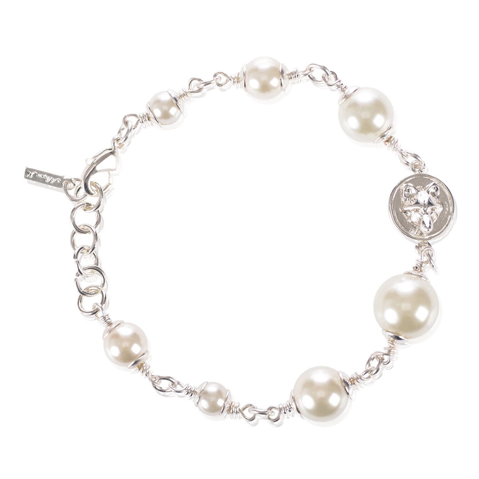 wolf-disc-pearl-bracelet-silver