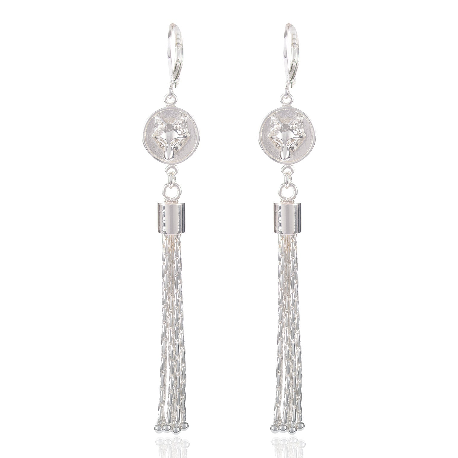 wolf-disc-tassel-earrings-silver