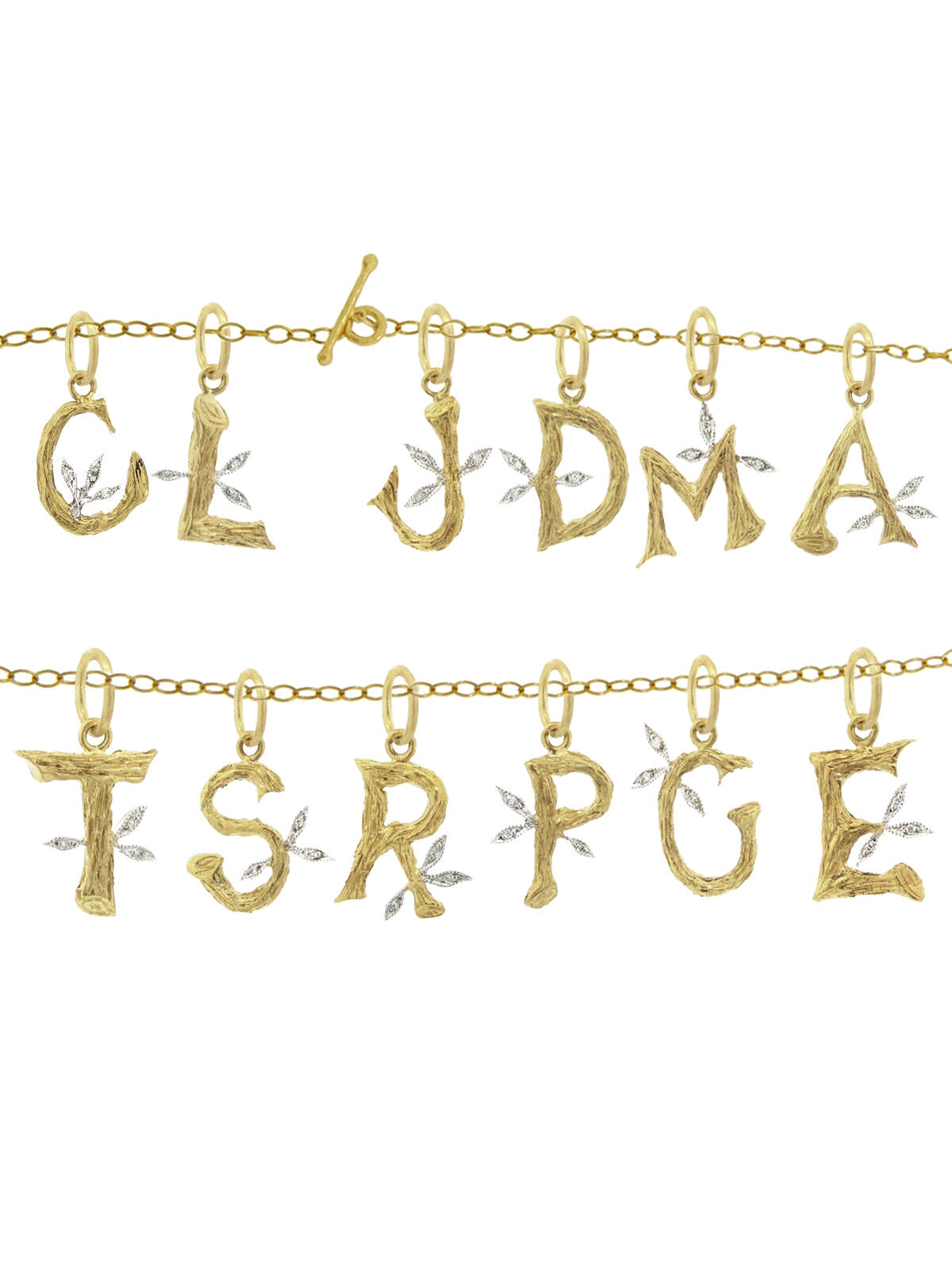 Yellow Gold Branch Initial Charm