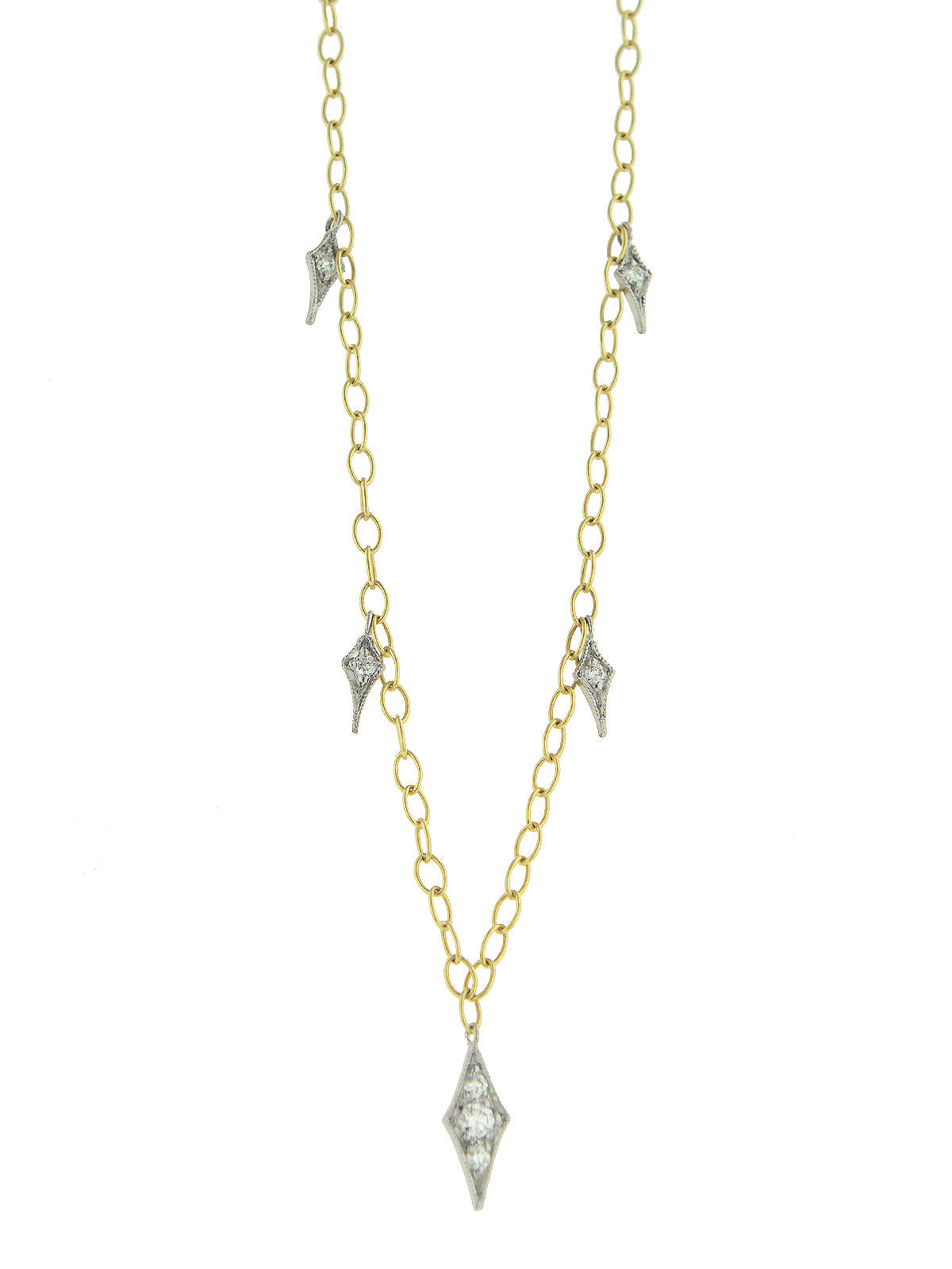 Diamond Fringe Lacy Chain Yellow Gold Necklace