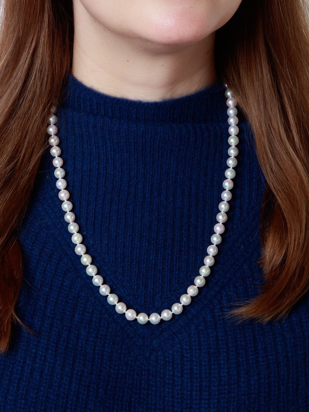 Akoya Pearl Platinum Tassle Strand Necklace