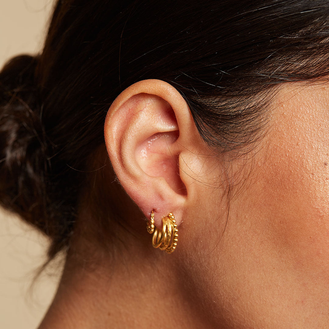 Simple Treasure Dot Hoop Gold Earrings