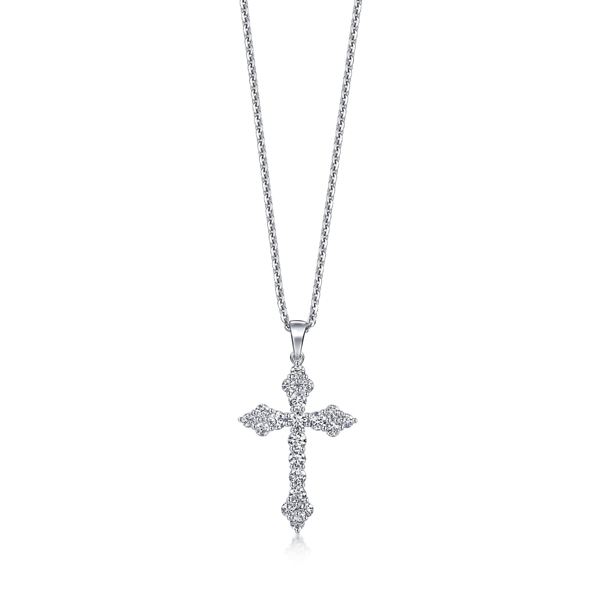 18K White Gold Diamond Cross Pendant