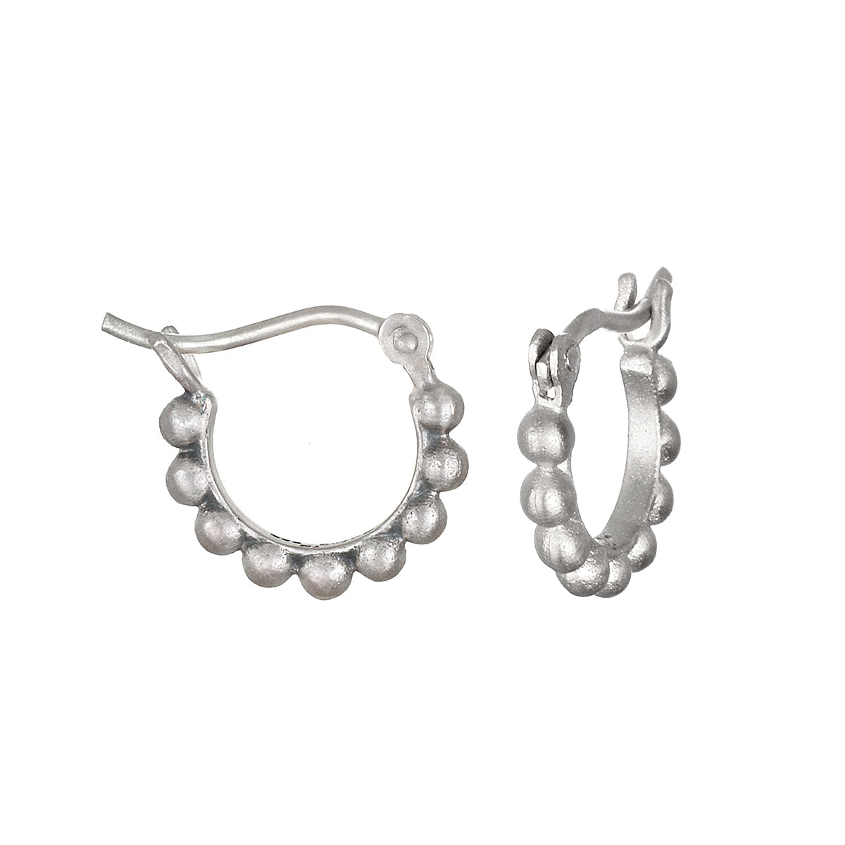 Simple Treasure Dot Hoop Silver Earrings