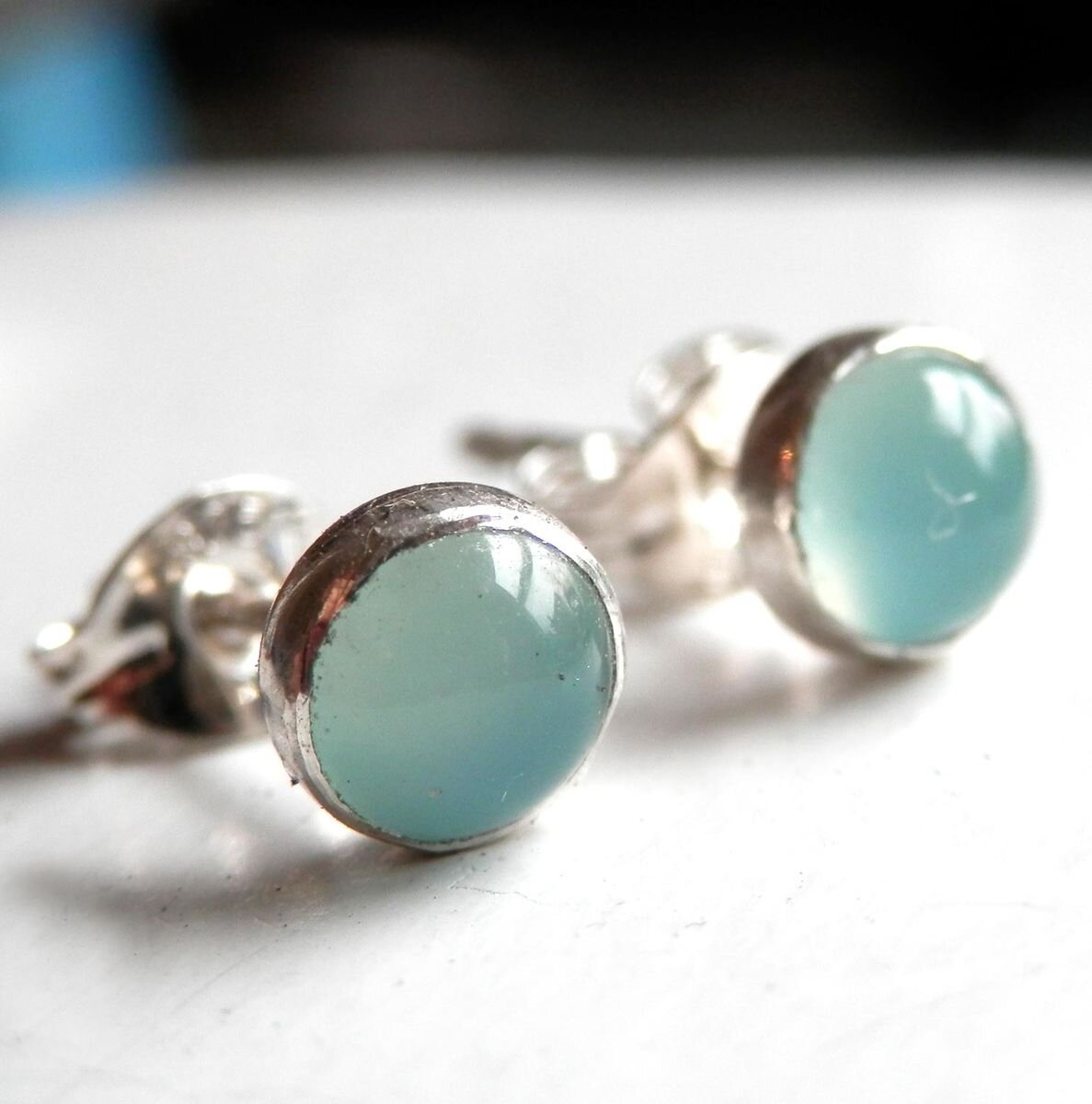 aqua-blue-chalcedony-stud-earrings