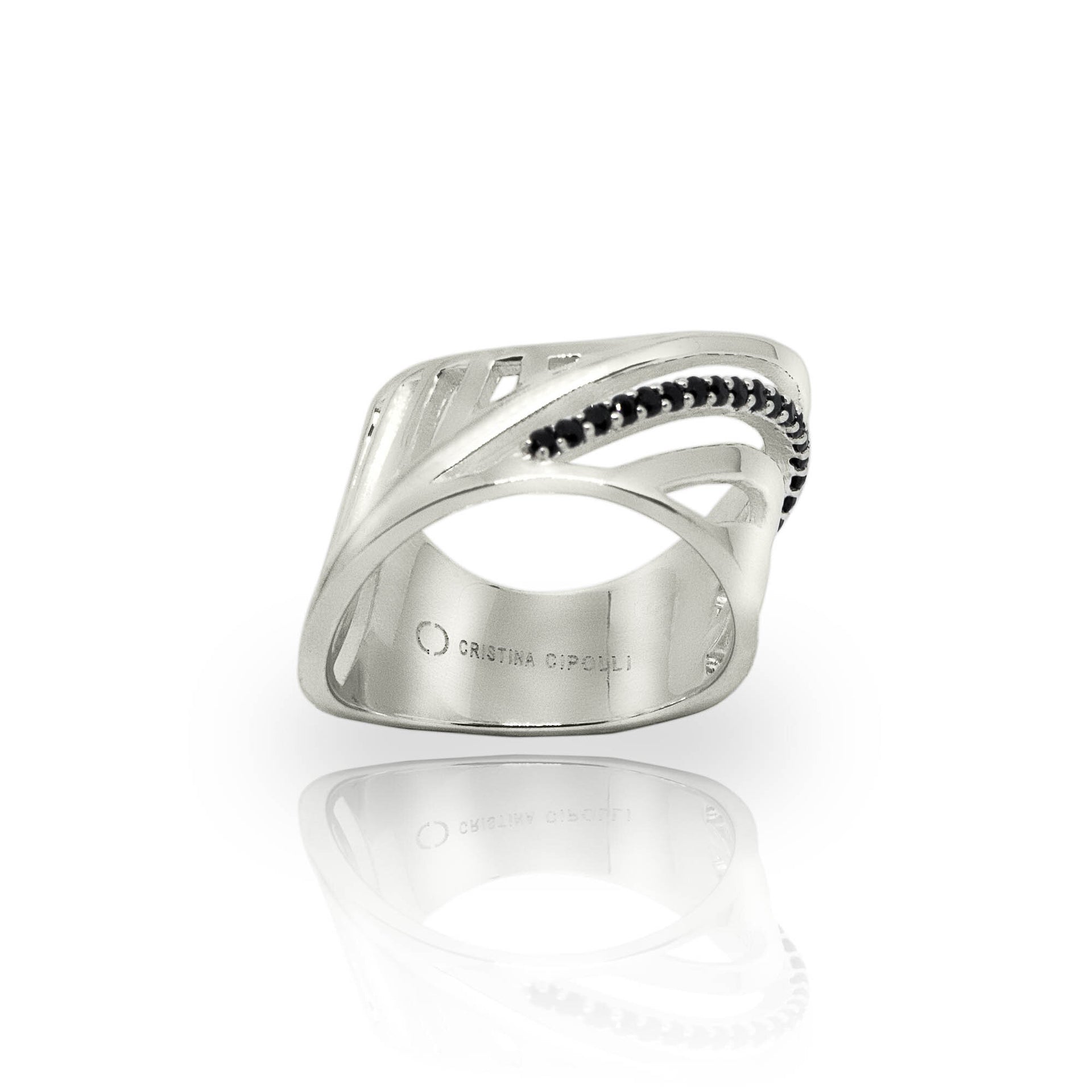 sharch-cut-out-ring-silver-with-black-diamonds