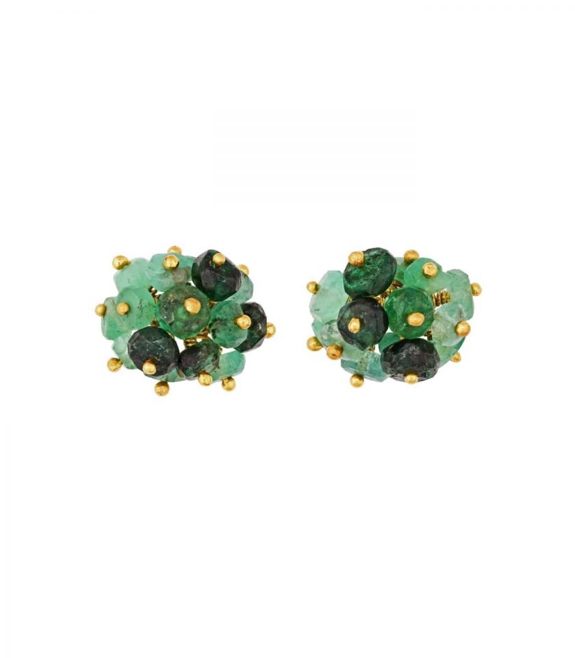 pompom-emerald-beaded-stud-earrings