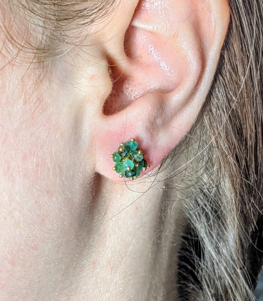 pompom-emerald-beaded-stud-earrings