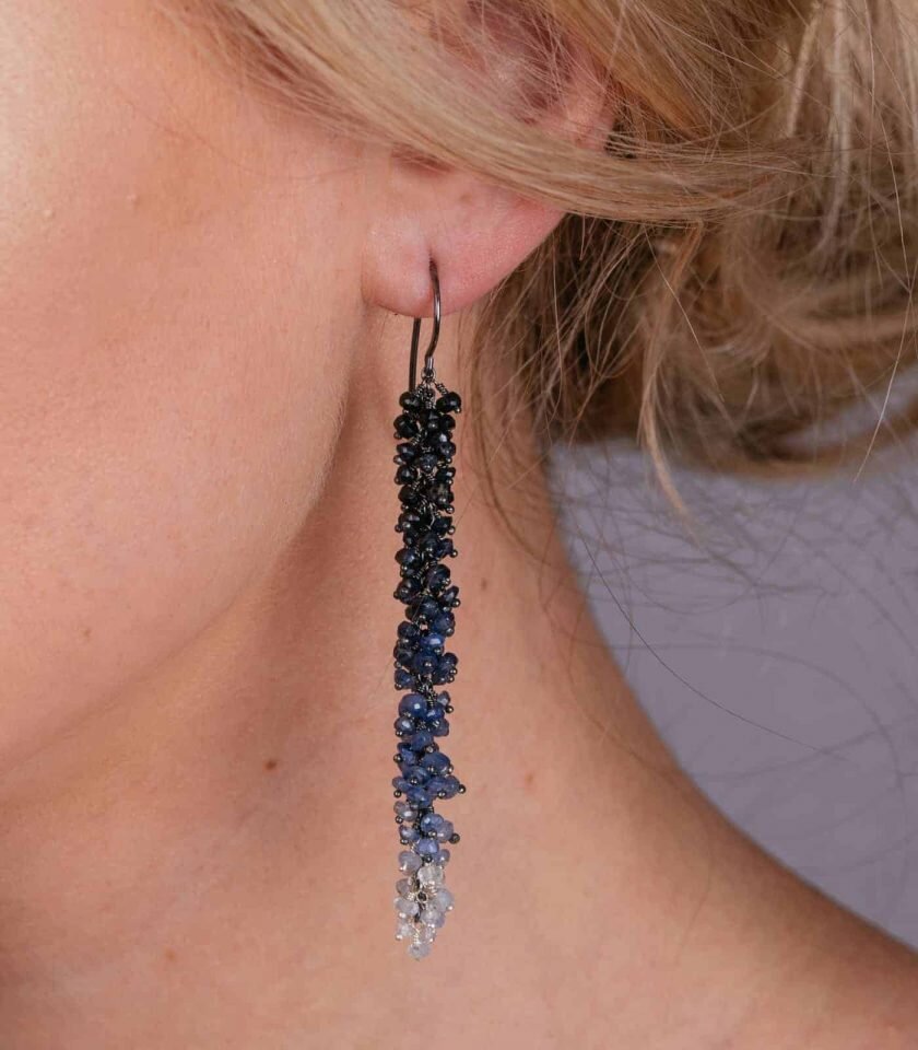 sapphire-oxidised-silver-ombre-earrings