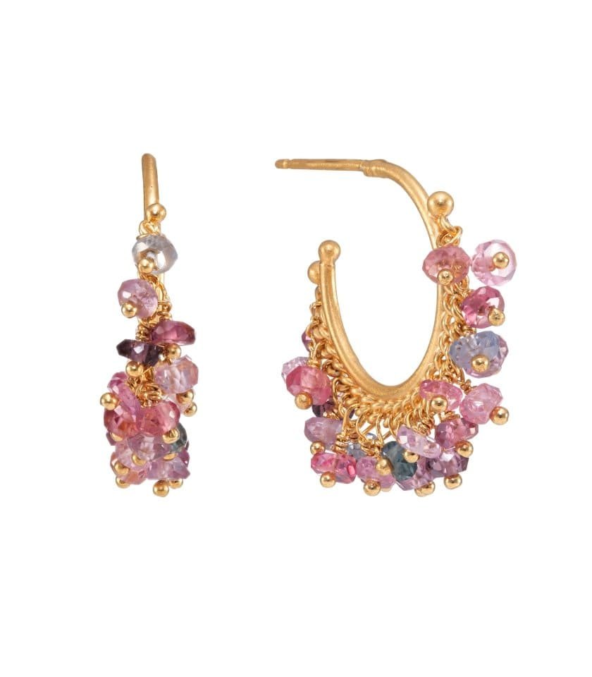 spinel-gemstone-beaded-hoop-earrings