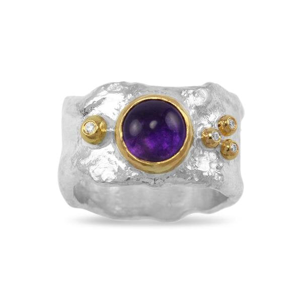 silver-rustic-style-ring-with-amethyst-and-diamonds