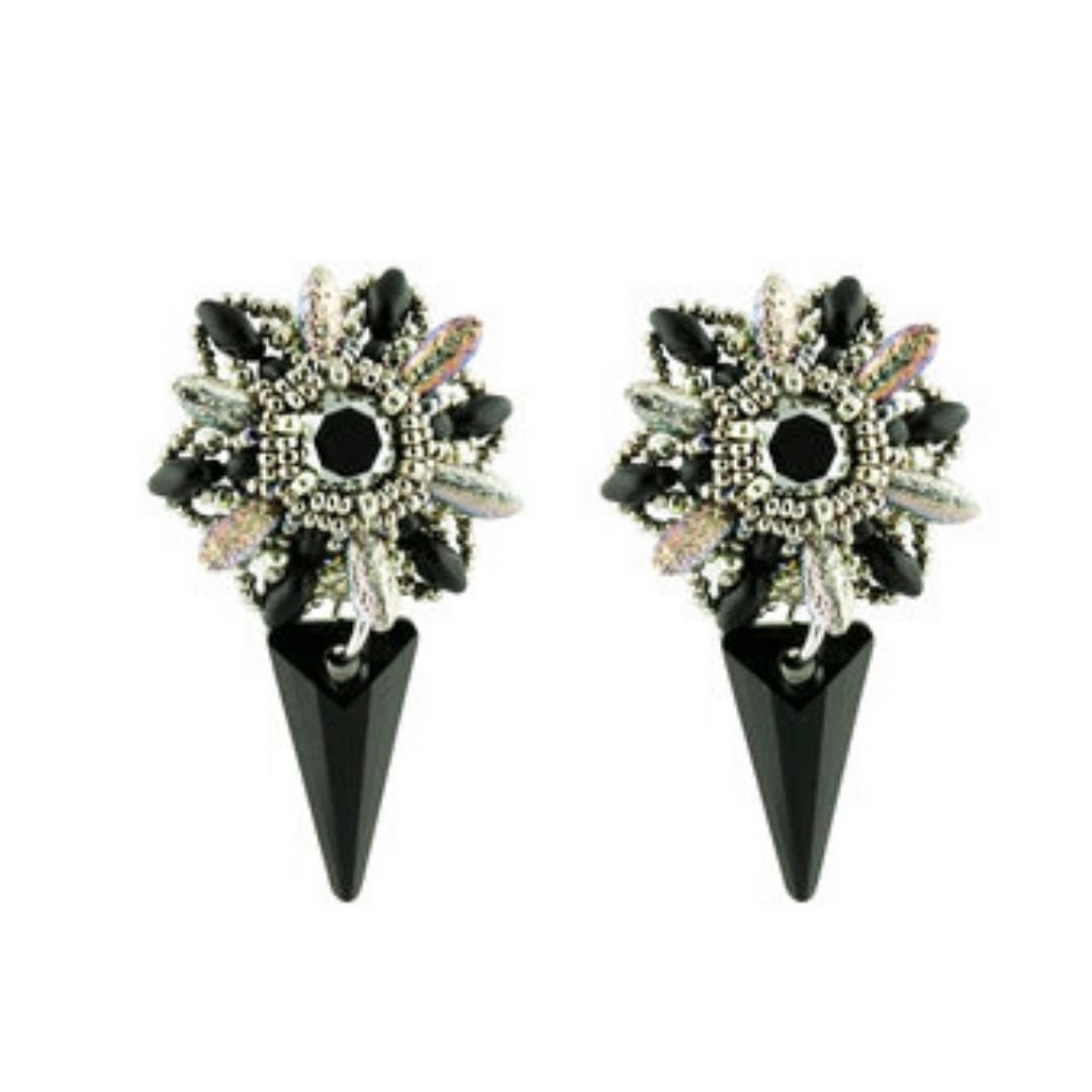 metallic-spiked-flower-earrings