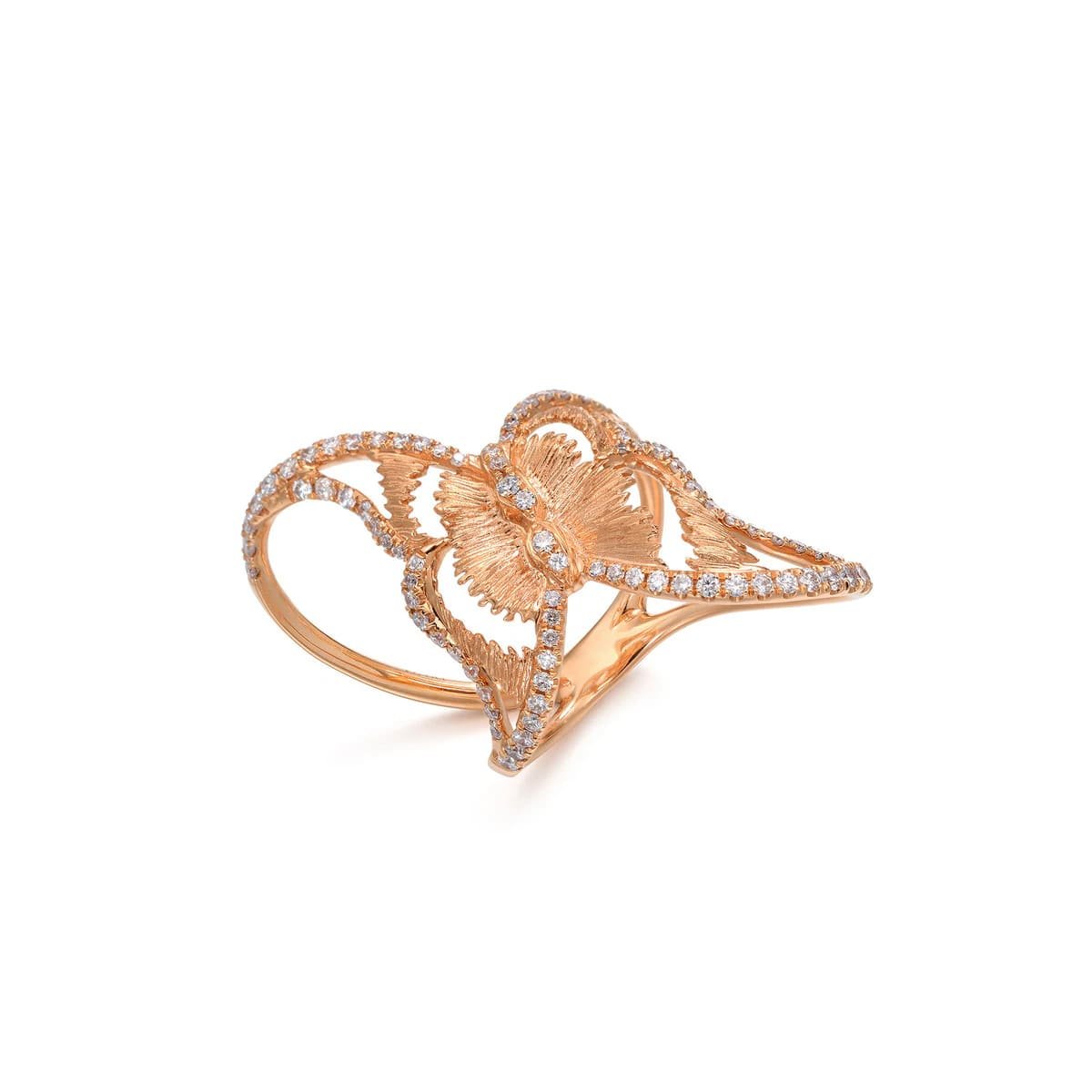 Butterfly Diamond Ring in 18k Rose Gold