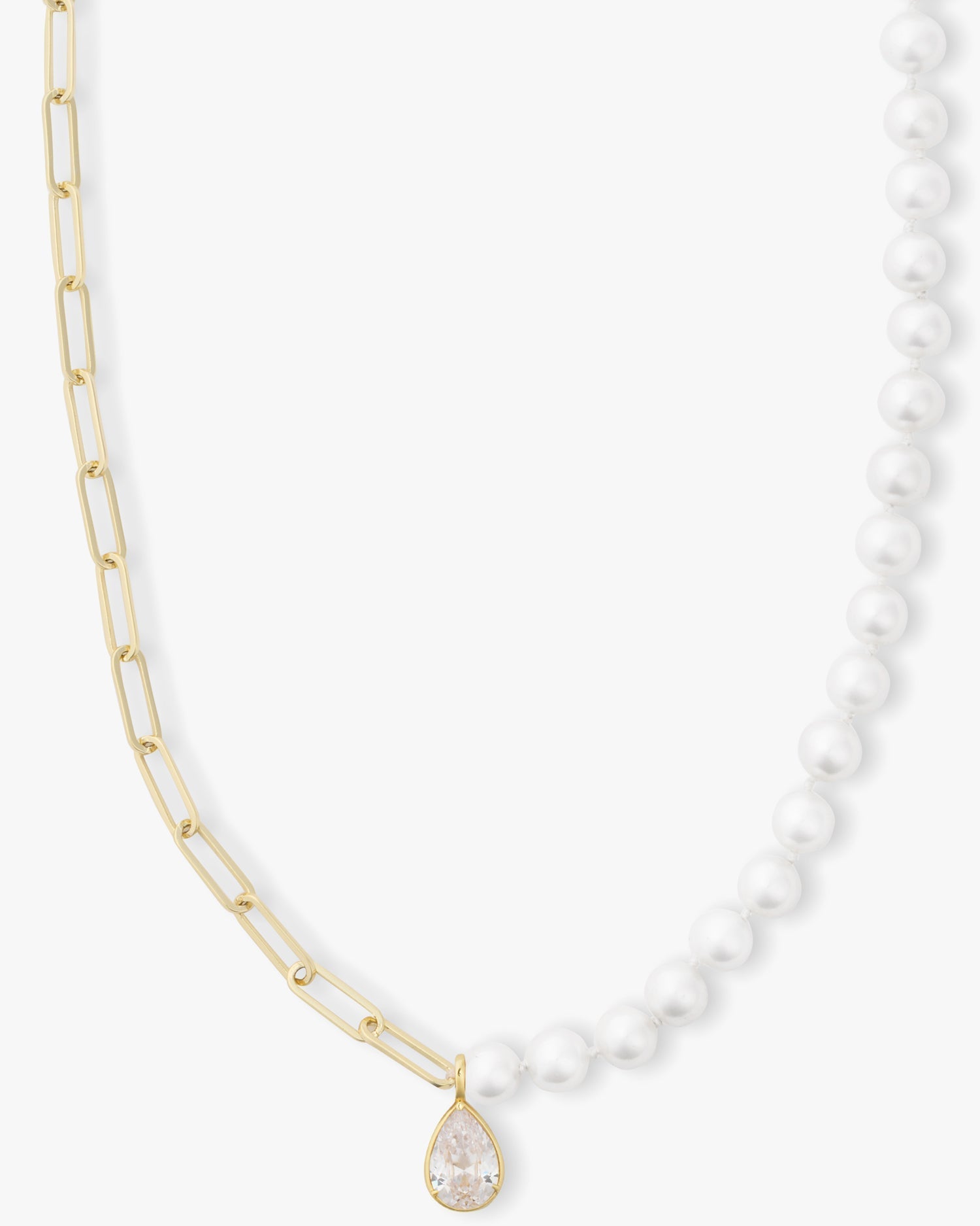 samantha-half-chain-pearl-necklace-30-inch-with-detachable-teardrop-in-gold