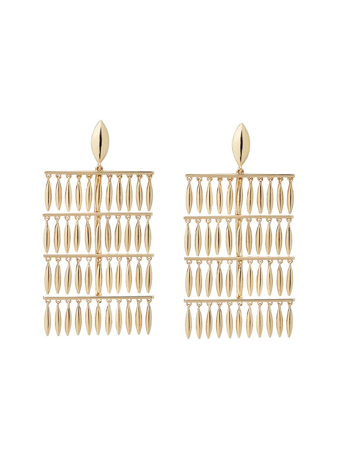 Grass Raining Yellow Gold Drop Earrings