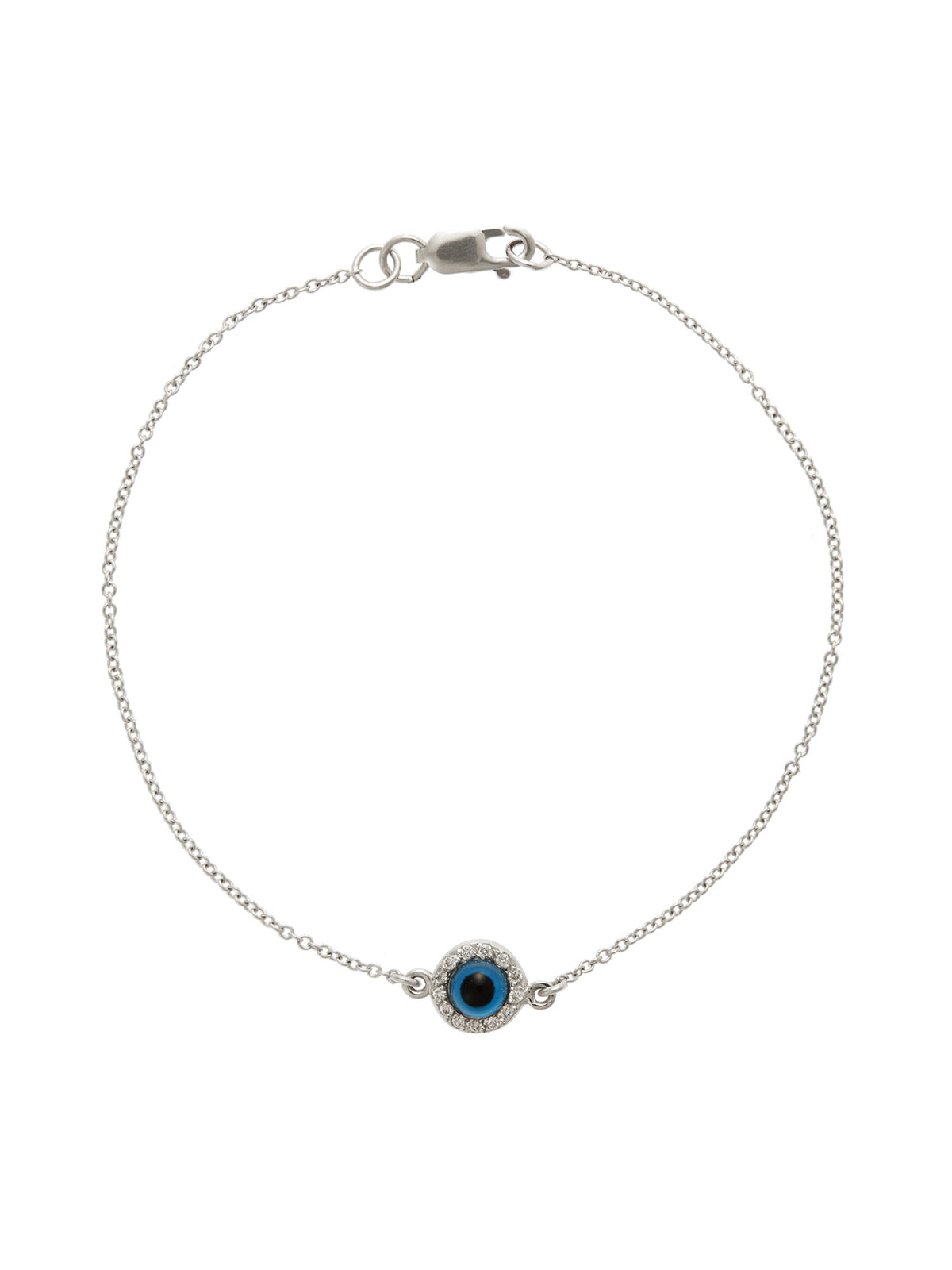 Diamond and Glass Double Evil Eye White Gold Bracelet