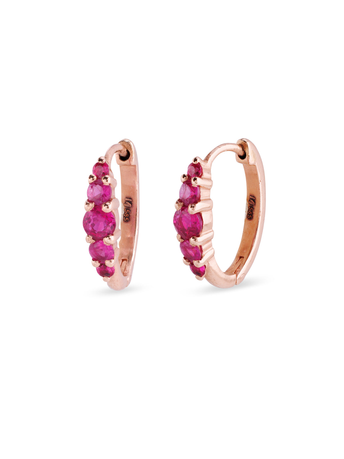 Medium Ruby Rivulet Rose Gold Oval Hoop Earrings