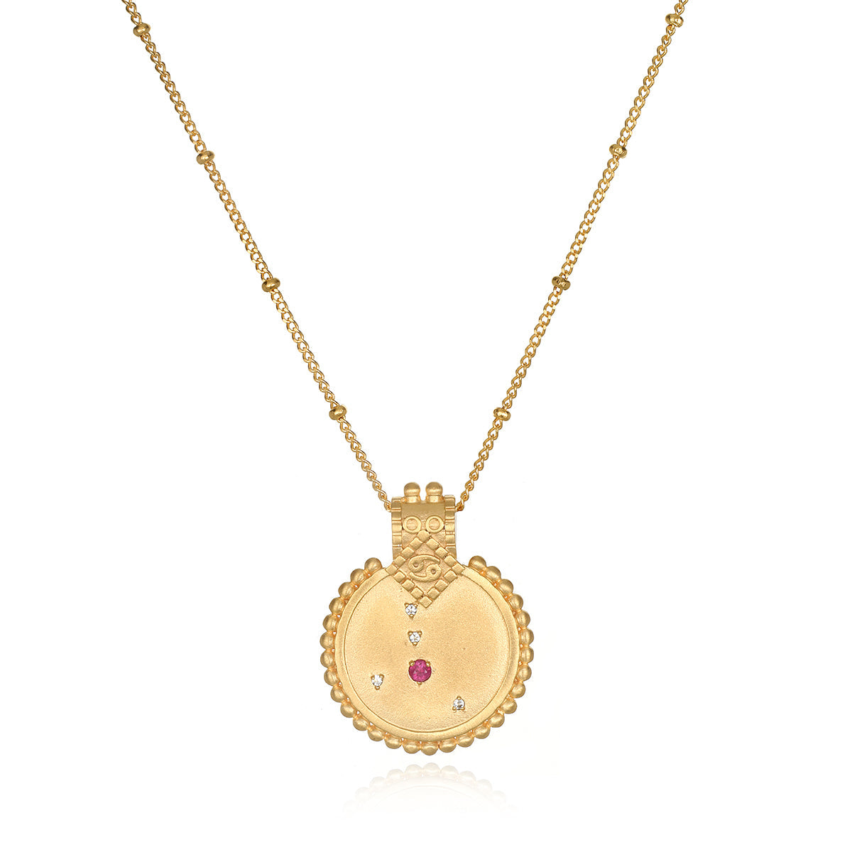 Mandala Zodiac Cancer Ruby Necklace