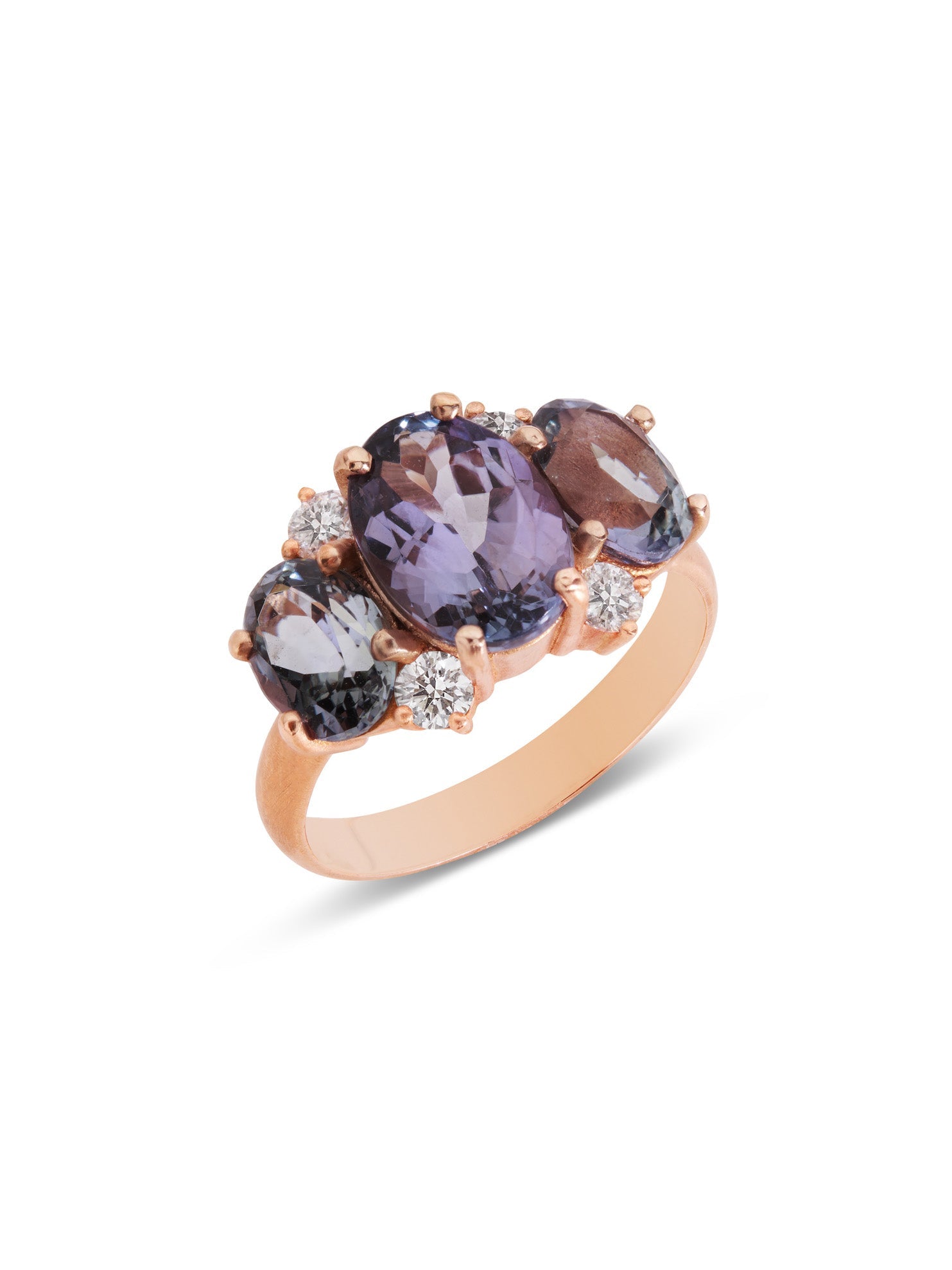 One-Of-A-Kind Gemmy Gem Tanzanite and Diamond Rose Gold Ring