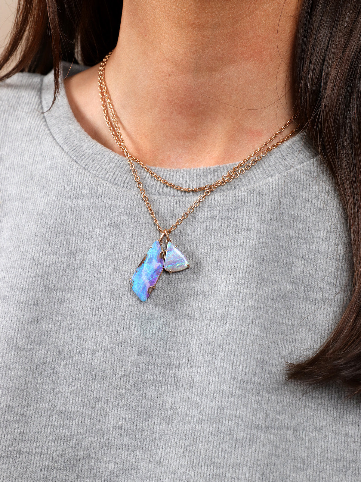 One-Of-A-Kind Light Boulder Opal Small Rose Gold Charm