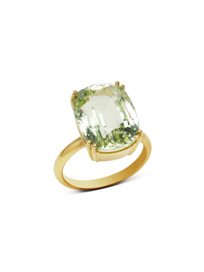 Gemmy Gem Double Prong Set Green Tourmaline Yellow Gold Ring