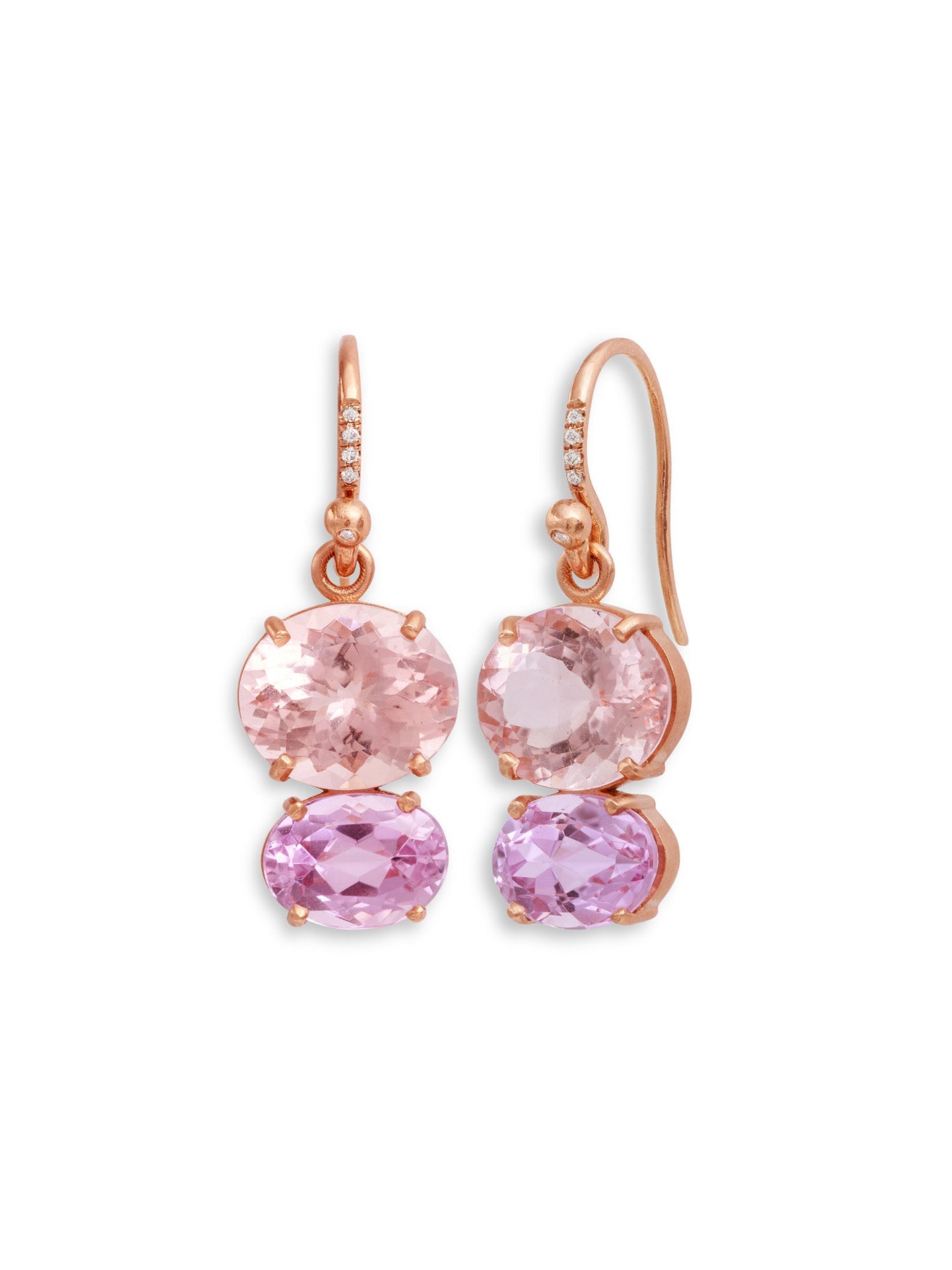 Gemmy Gem Morganite & Kunzite Rose Gold Earrings