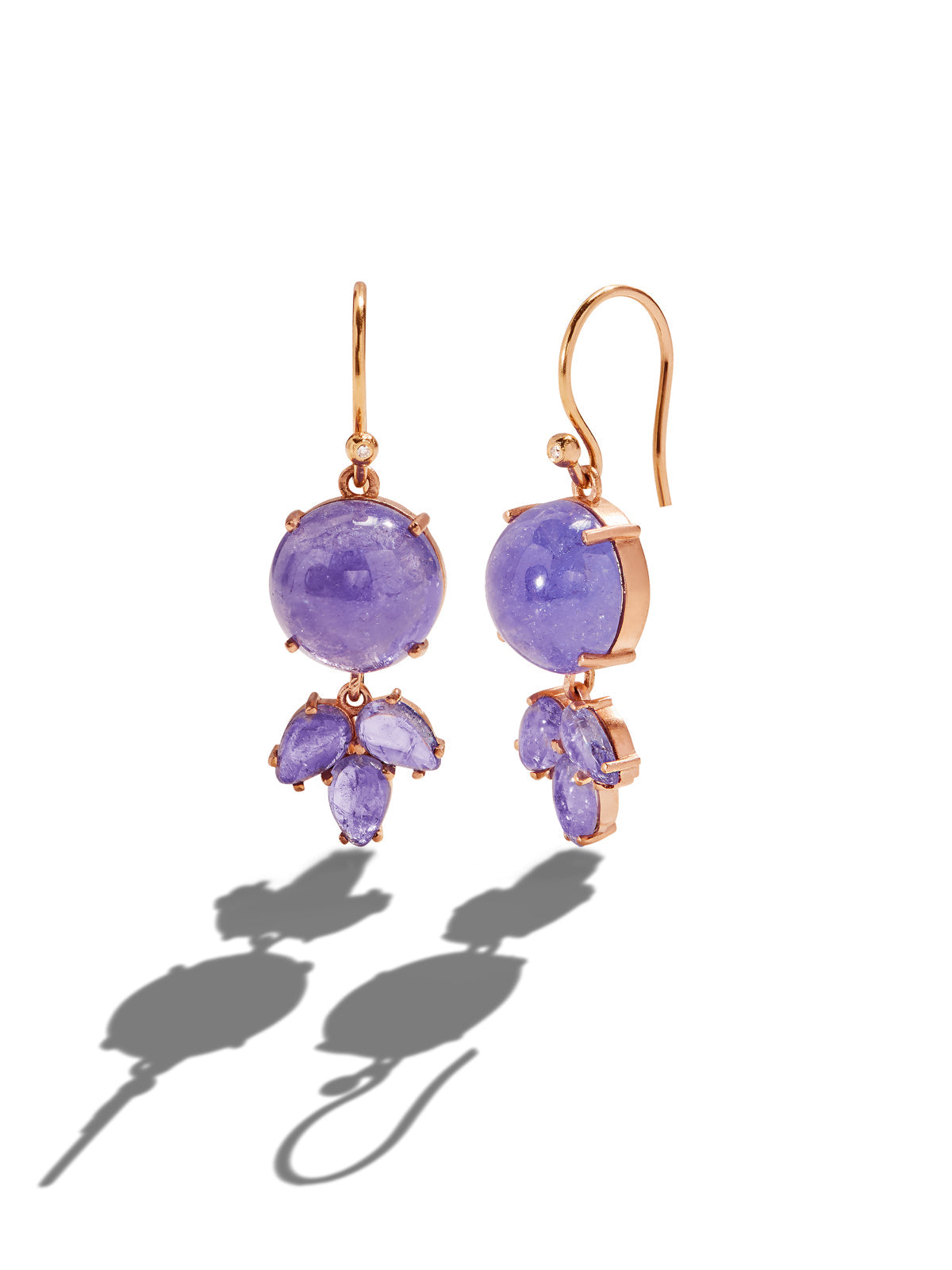 Classic Dew Drop Tanzanite Yellow Gold Earrings