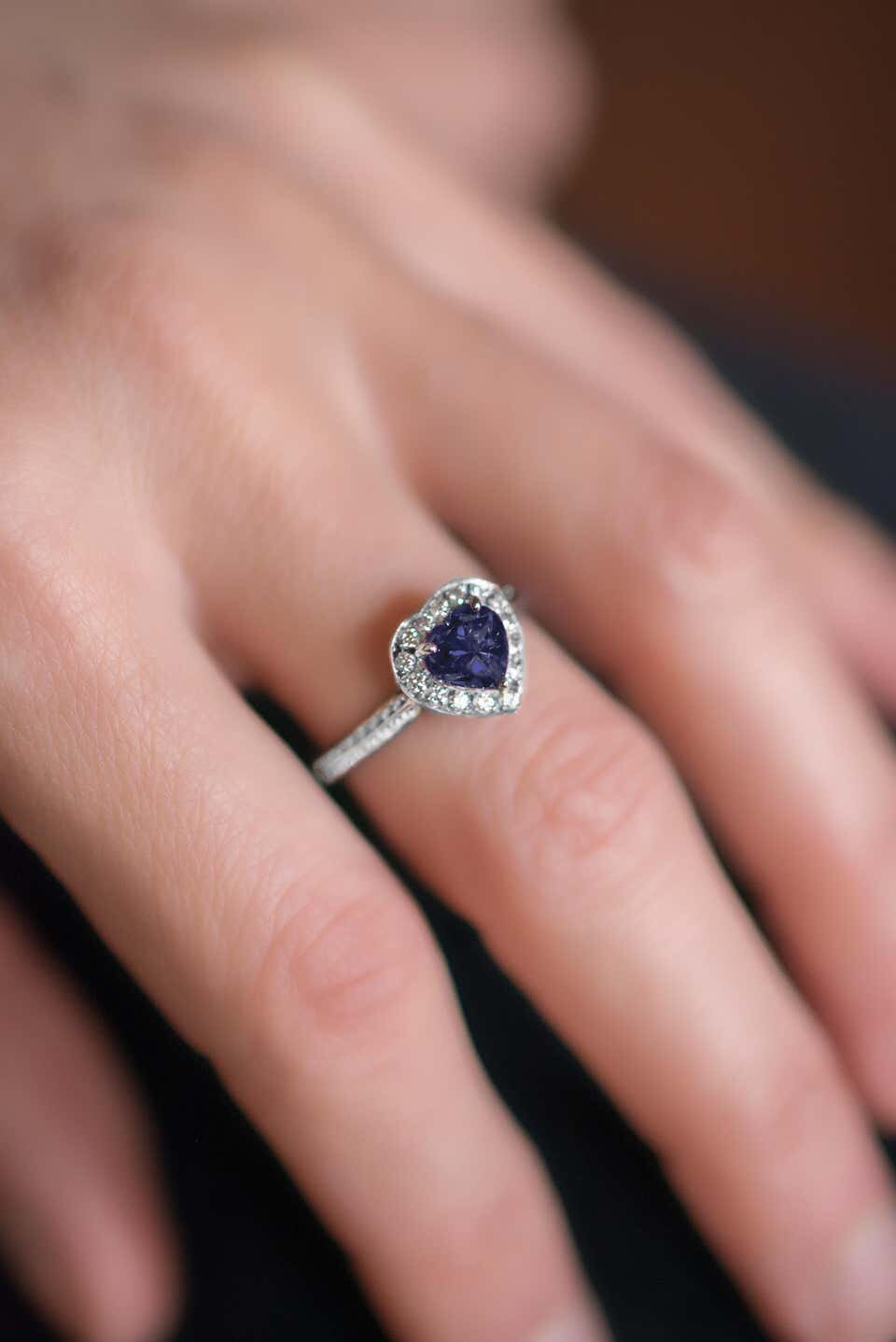 Tanzanite and Diamond Heart Ring