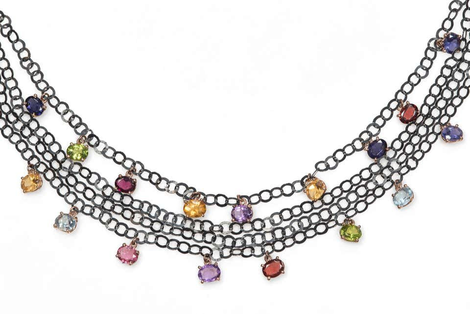 burnished-silver-multi-gemstone-choker-necklace