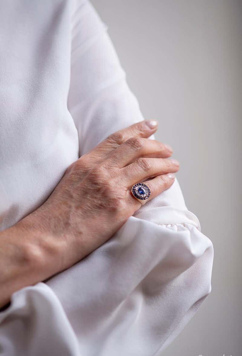 Sapphire and Diamond Blue Love Ring