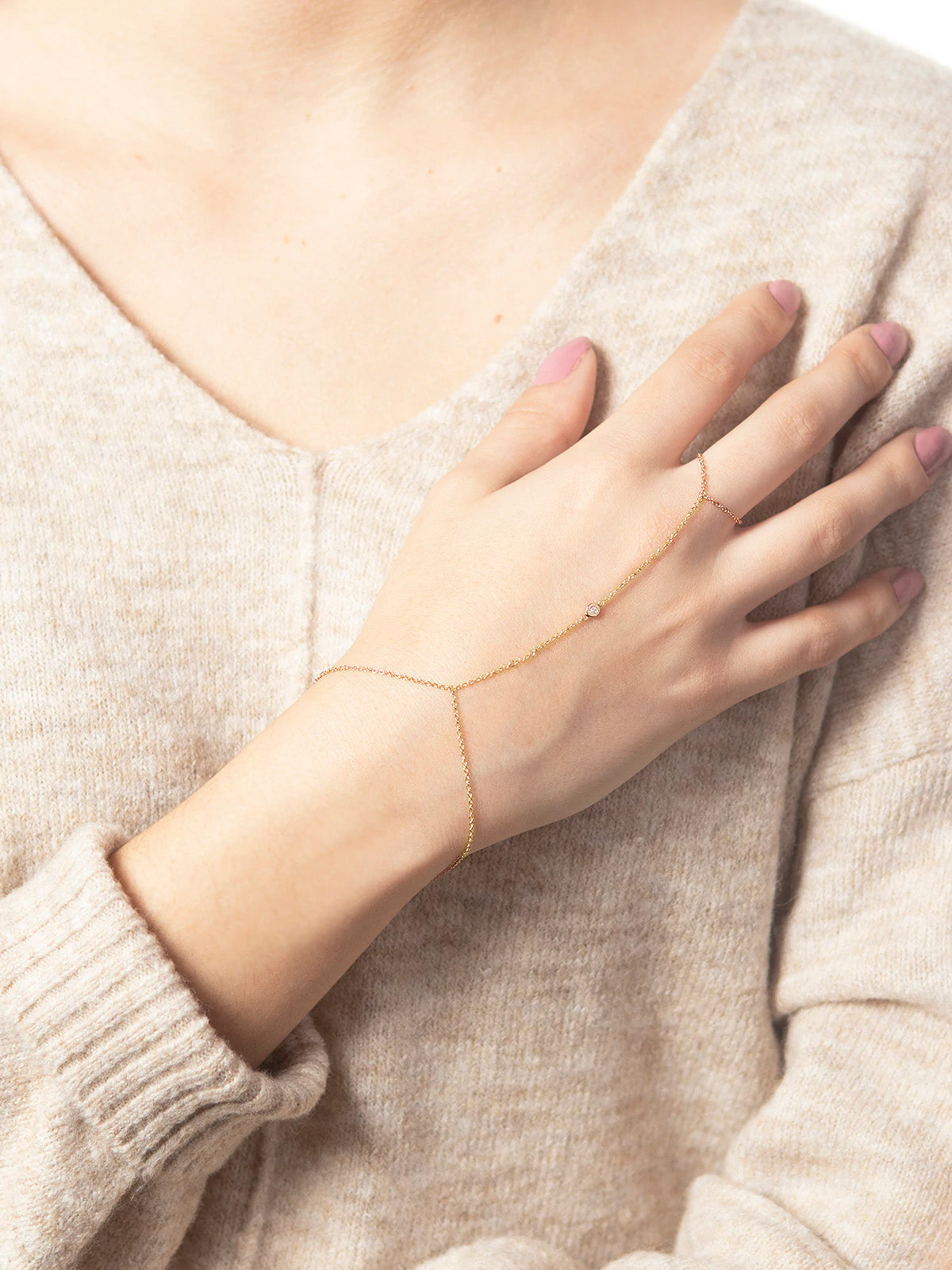 Diamond Finger Yellow Gold Bracelet