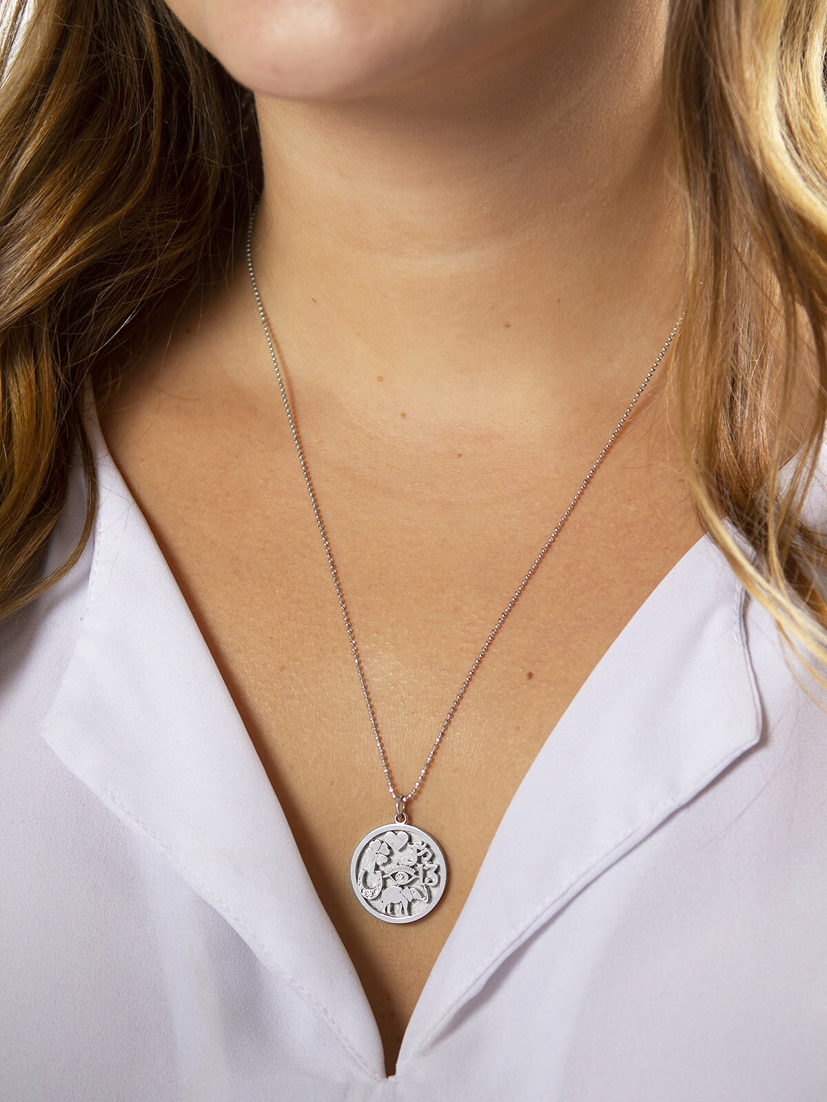 Good Luck Charm White Gold Necklace