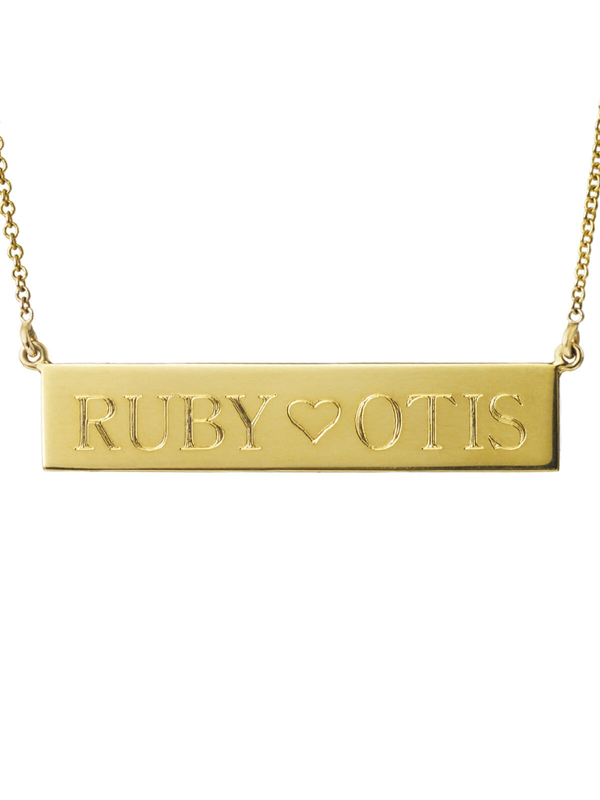 2 Side Engraving, 16-in. Personalized Yellow Gold Nameplate Necklace