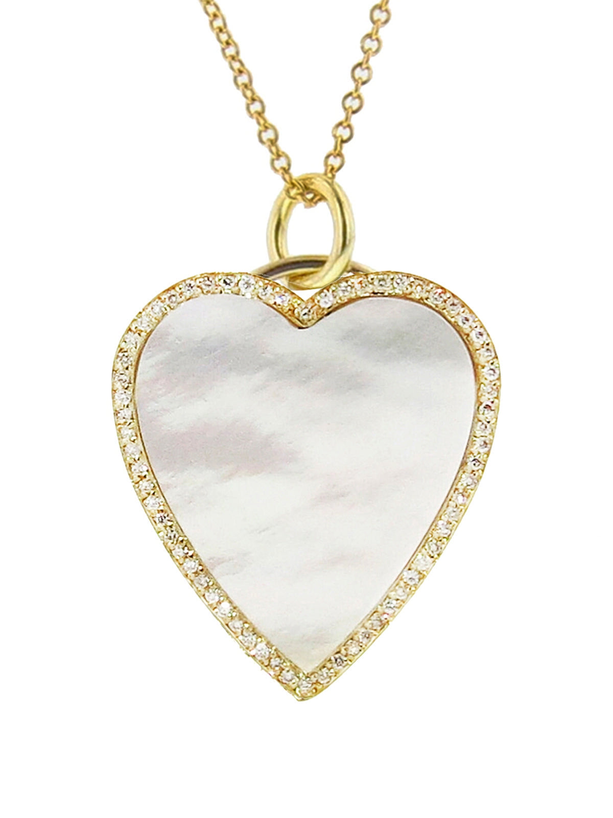 Diamond Mother of Pearl Heart Inlay Necklace