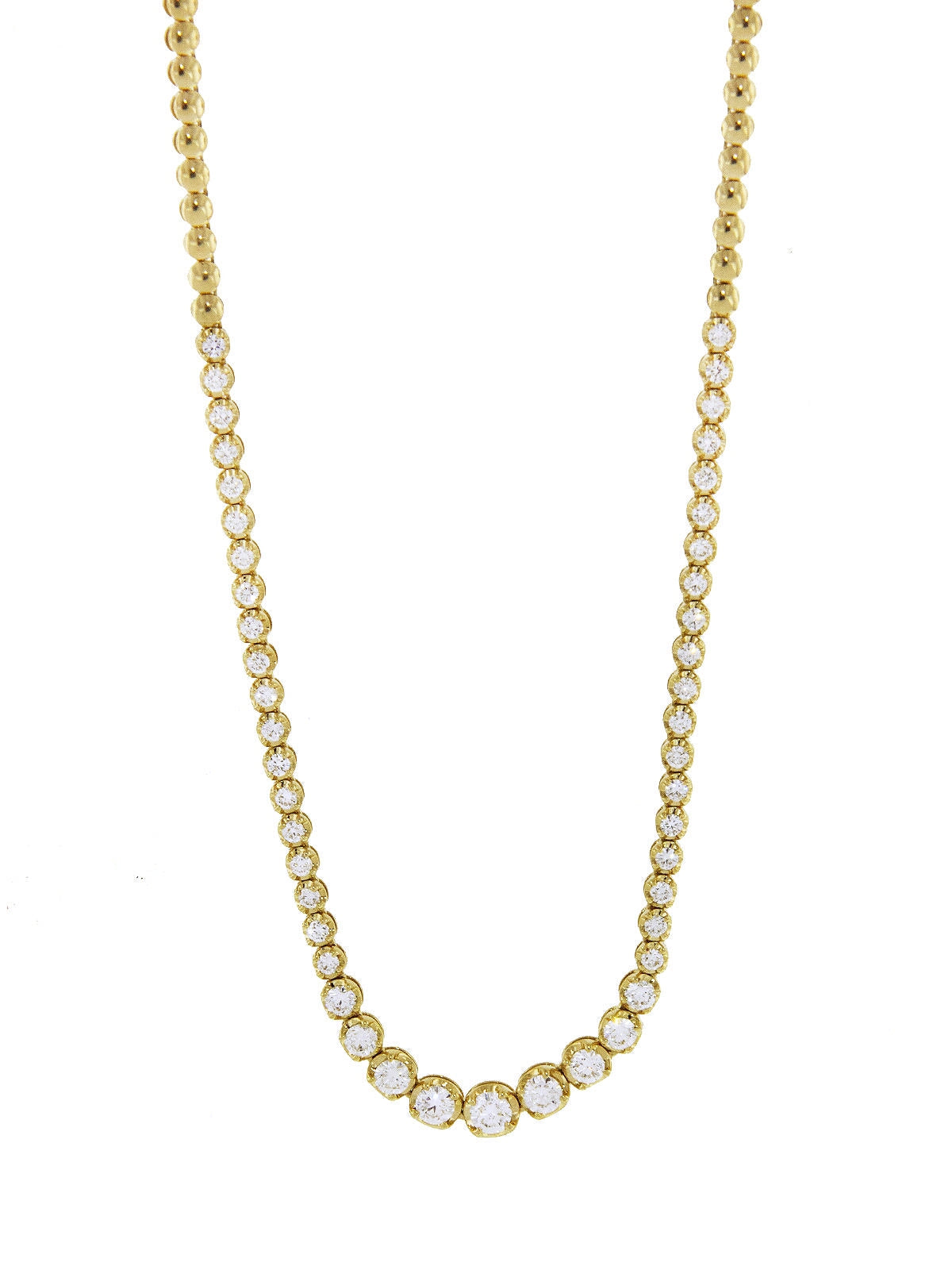 Graduated Diamond Yellow Gold Tennis Necklace