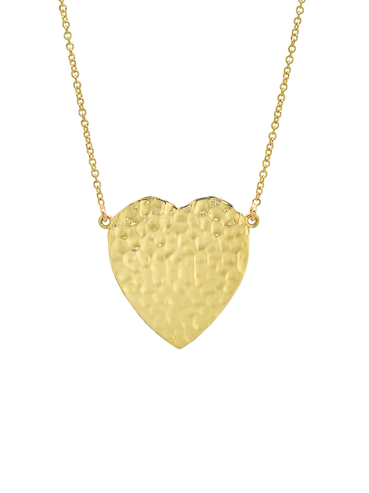 Hammered Yellow Gold Heart Necklace