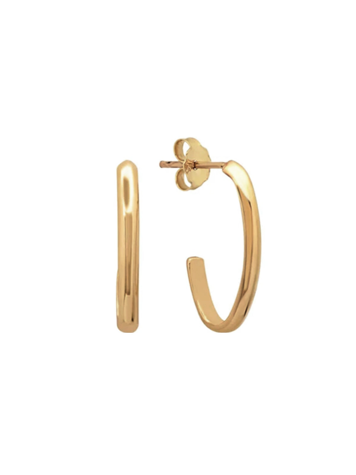 Large Edith Link Yellow Gold Stud Hoop Earrings