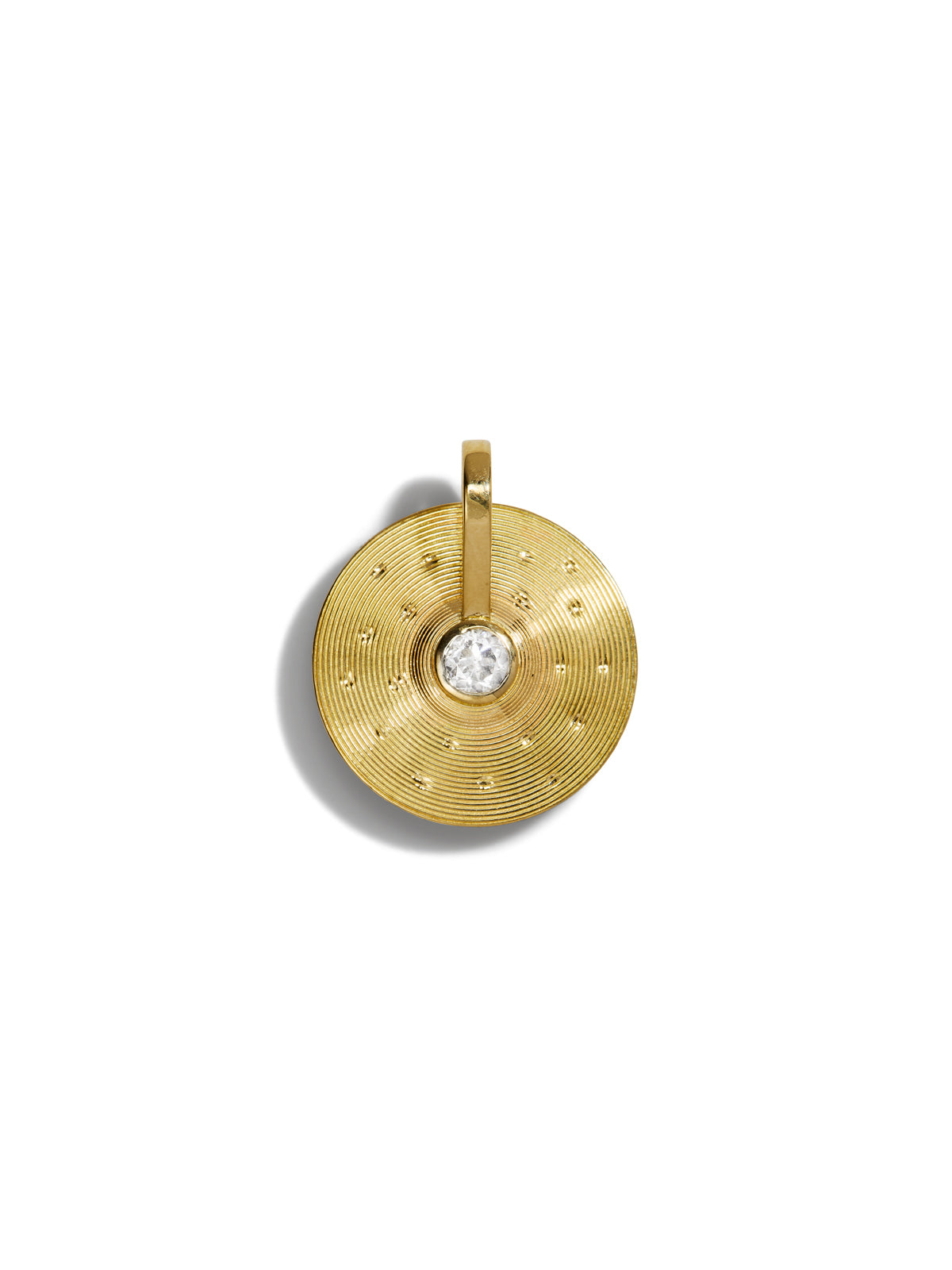 Small Diamond Cymbal Yellow Gold Pendant