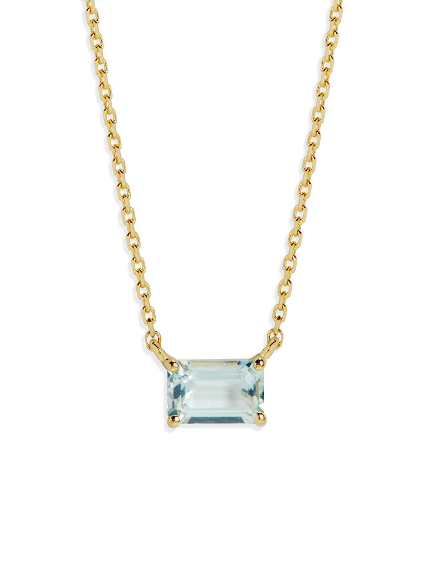 Emerald Cut Green Amethyst Yellow Gold Necklace